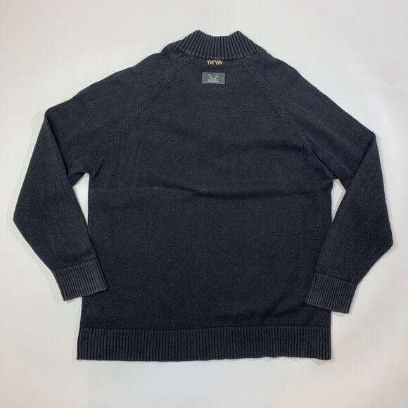 Levelwear Salute Sweater Mens XL Black Grey Cotton 1/4 Zip Mock Neck Pullover - Picture 8 of 14